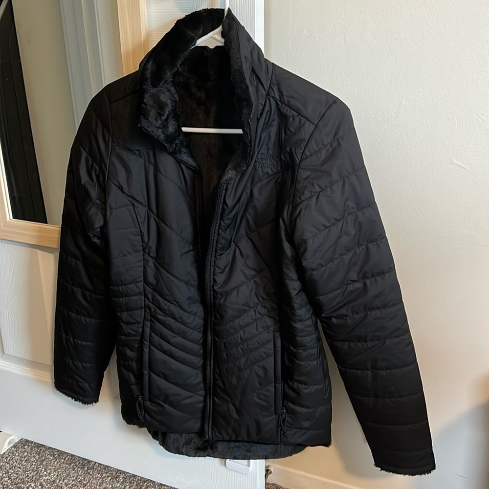 North face reversible jacket, faux fur and puffer